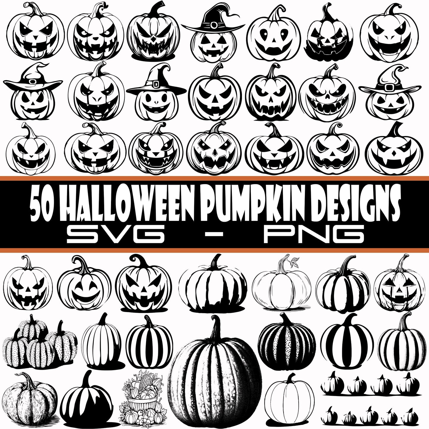 Halloween Pumpkin SVG Bundle, Pumpkin PNG Files, Pumpkins Graphics Bundle, Instant Download, Vector Graphics, SVG Bundle, Pumpkin Bundle