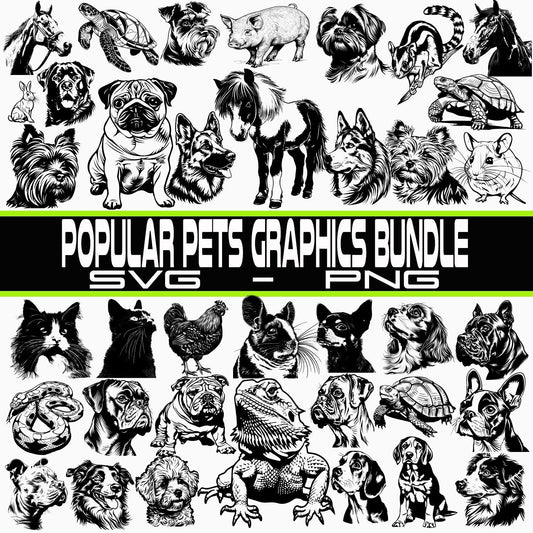 Popular Pets Bundle, Favorite Pets PNG Files, Popular Pets SVGs, Instant Download, Laser Engravable Files, SVG Bundle, Favorite Pets Bundle!