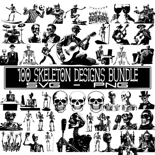 100 Skeletons Graphics Bundle, Skeleton PNG Files, Skeleton SVG Files, Instant Download, Laser Engraver Files, SVG Bundle, Skeletons Bundle!