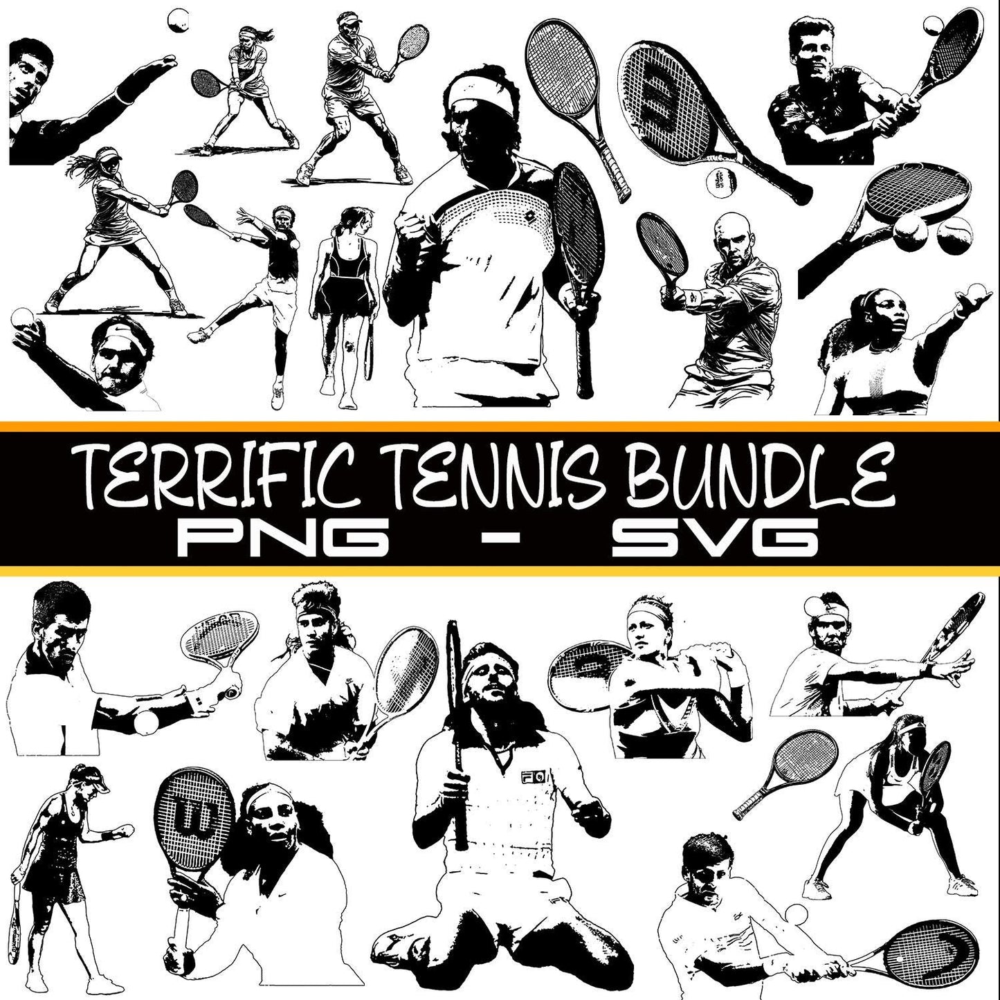 Terrific Tennis Graphics Bundle, Tennis PNG Files, Tennis Graphics, Instant Download, Laser Engraver Files, SVG Bundle, Tennis Bundle!!